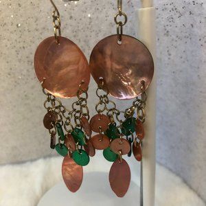 Green and Salmon Oyster Shell Earrings